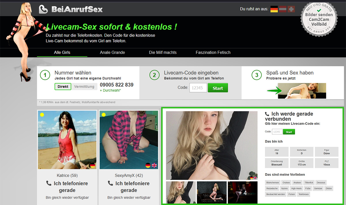 Diskreter Telefonsex mit Livecam Streaming